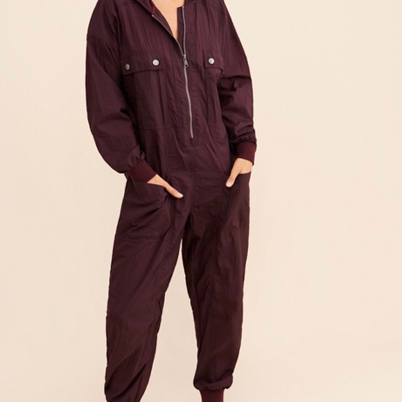 Free People Pants - Free People Plum Hooded Jumpsuit
